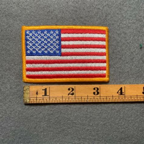American Flag Gold Border Embroidered Patch J2 Ebay