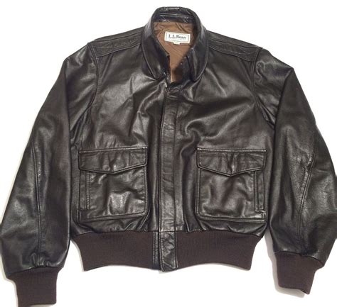 Vintage Ll Bean Dark Brown Leather Bomber Jacket Imported Goatskin Size