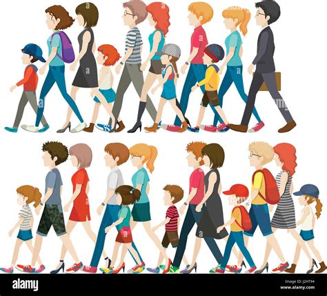 Faceless People Walking In Group Illustration Stock Vector Image And Art