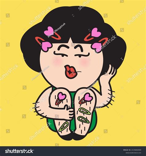 Fashionable Hairy Girl Her Funny Style Stock Vector Royalty Free 2135842049 Shutterstock
