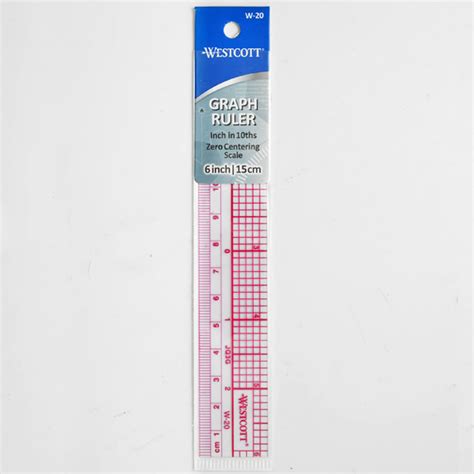 Westcott 6 Inch Clear Plastic 10ths Graph Ruler W 20