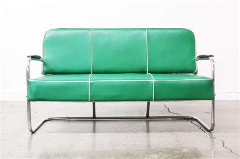 Club chair art deco leather design chair armchair genuine leather single sofa. Art Deco Tubular Chrome Sofa | Vintage Supply Store