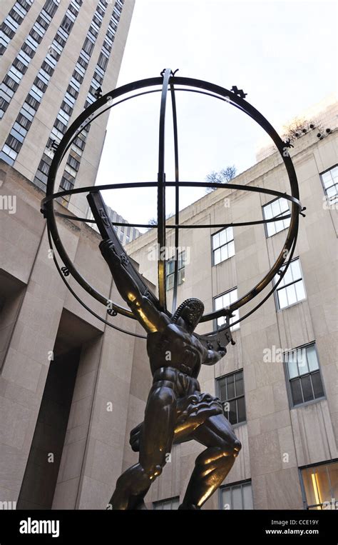 Atlas Statue Rockefeller Center Art New York City Usa Stock Photo