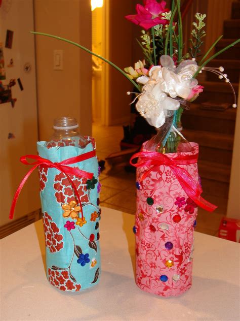 Recycled Water Bottle Fabric Vases A Kids Craft Water Bottle Crafts