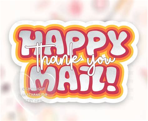 Happy Mail Sticker Png Retro Script Small Business Thank You Etsy Uk