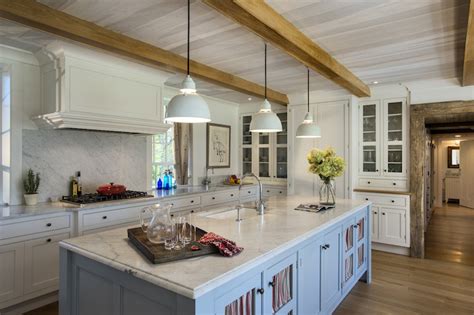 The ceiling is currently flat. Exposed Wood Beams - Country - kitchen - Crisp Architects