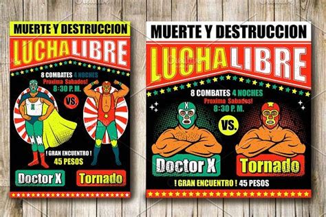 Lucha Libre Vintage Set 6 Lucha Libre Mexican Wrestler Vector