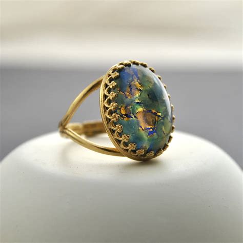 Green And Blue Fire Opal Ring By Penny Masquerade