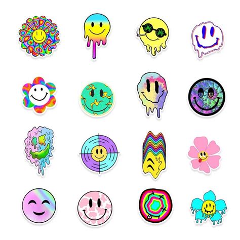 Cool Smiley Face Stickers Trippy Stickers Glossy Vinyl Etsy