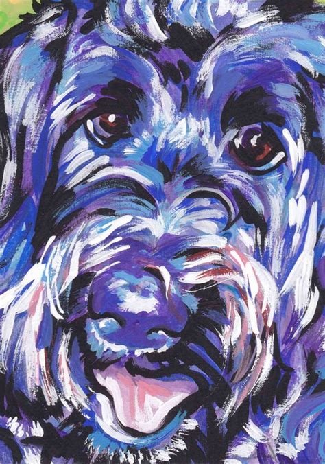 Labradoodle Dog Art Portrait Print Of Pop Art Painting Bright Etsy