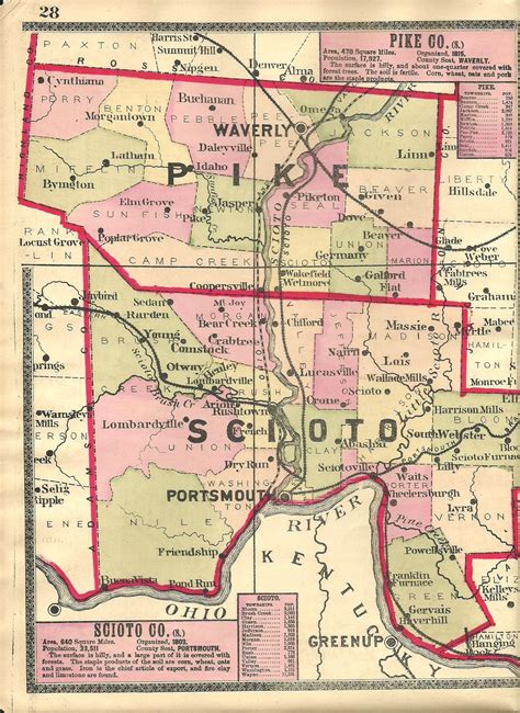 Scioto County Valley Old Town Map With Homeowner Names Ohio Reprint Genealogy OH TM Wall