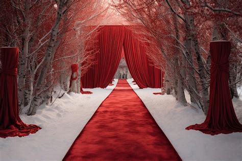Premium Ai Image Red Carpet Winter Theme