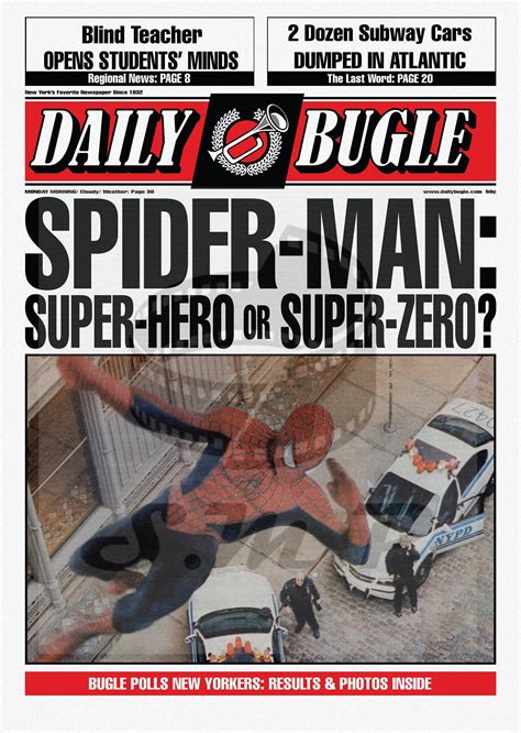 First Page Daily Bugle Spider Man Hero Or Zero Hong Kong