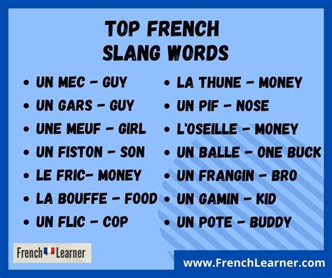 60+ French Slang Words You Can Use To Sound More French in 2021 ...