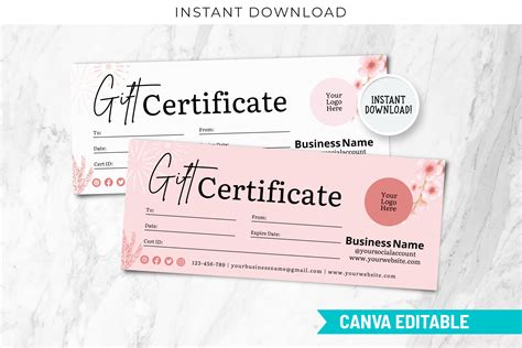 Editable Holiday Gift Certificate Canva Graphic By Snapybiz Creative