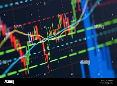 Close Up Of A Stock Market Graph On A High Resolution Lcd Screen Stock