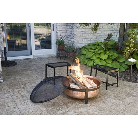 Solid 100 Percent Copper Fire Pit With Stand Screen And Cover