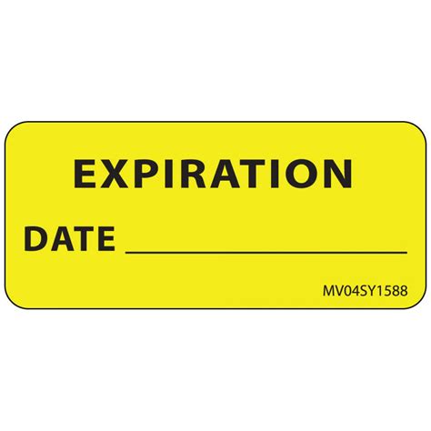 Label Paper Permanent Expiration Date 1 Core 2 14 X 1 Yellow 420 Pe
