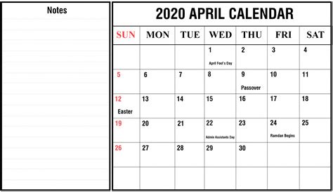 How To Schedule Your Month With April 2020 Printable Calendar Howtowiki