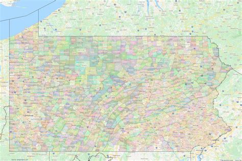 Pennsylvania Civil Township Boundaries Map Medium Image Shown On