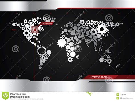 Gear World Map Infographic Digital Cursor 61541587 