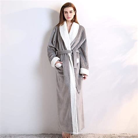 Winter Warm Thick Ankle Length Robes Women Extra Long Sexy Flannel Dressing Gown Autumn Soft