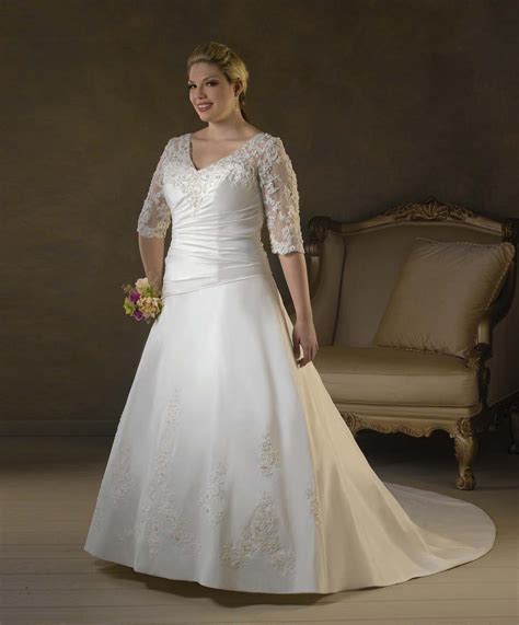 Plus Size 34 Lace Sleeves Wedding Dress Gown