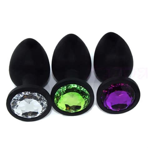 Small Sexy Black Silicone Crystal Jewelry Butt Anal Plug Sex Toy 7 2 8cm In Anal Sex Toys From