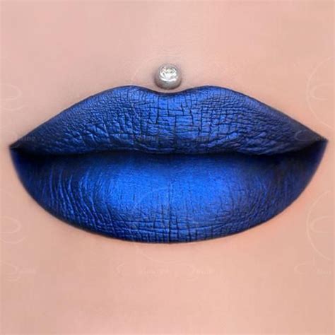 Metallic Blue Liquid Lipstick Dries Matte Leaving Your Lips Vibrant