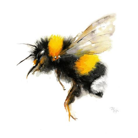 Bumblebee Watercolor Painting Art Print Nature Etsy Bee Painting