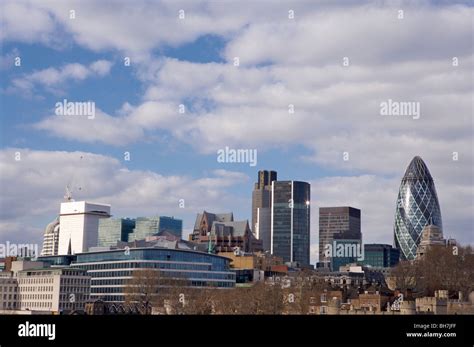 London Skyline Gherkin River Thames City Uk Stock Photo Alamy