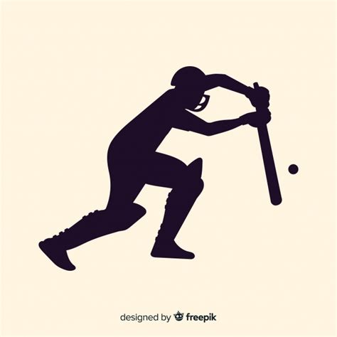 Cricket Player Silhouette Free Vector
