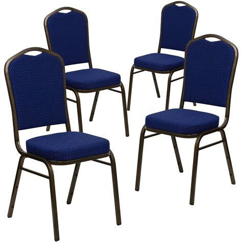 4 Pk Hercules Series Crown Back Stacking Banquet Chair With Navy Blue
