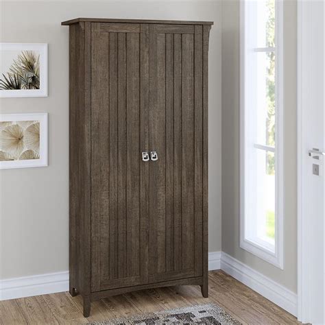 Salinas Tall Storage Cabinet With Doors In Ash Brown Engineered Wood
