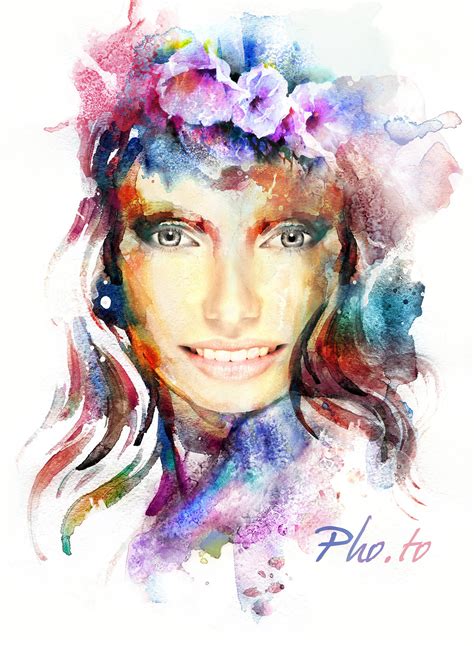 Female Watercolor Face In Hole Photo Effect Online