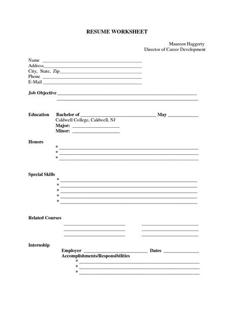 Free Blank Resume Forms Printable Free Printable