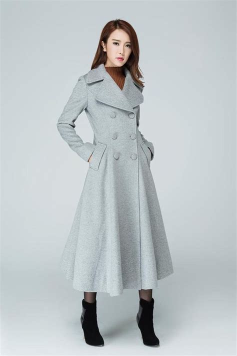 maxi coat wool outerwear plus size coat swing coat trench coat gray coat winter jacket