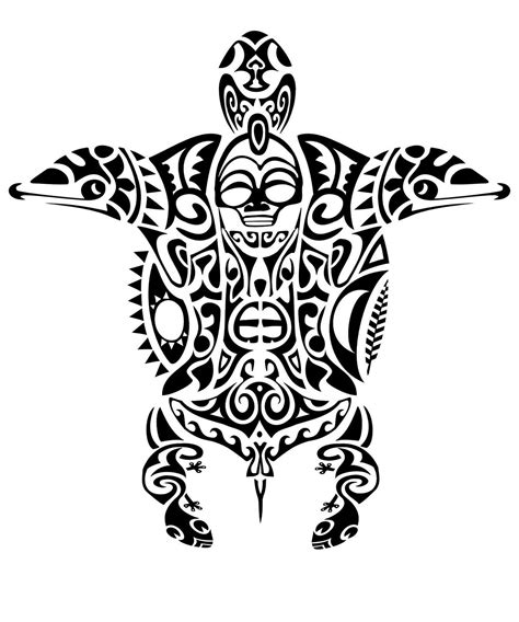 Maori Animal Design With Turtle Dolphins Manta Ray Lizards And Tiki