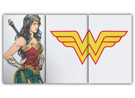 3 Panels Wonder Woman Sketch Multi Canvas Wall Art Poster Etsy