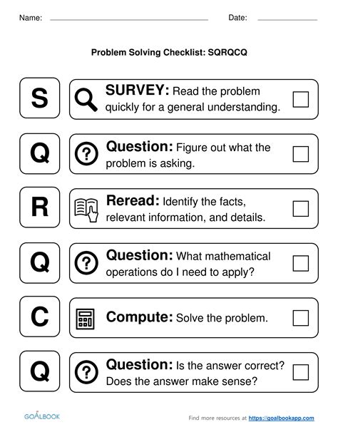 Problem Solving Strategies Worksheet Pdf