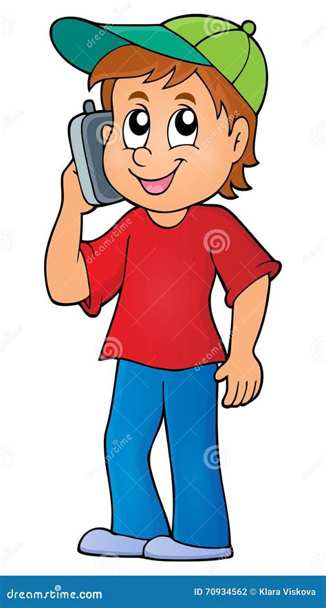 Boy With Cellphone Theme Image 1 Stock Vector Illustration Of Child