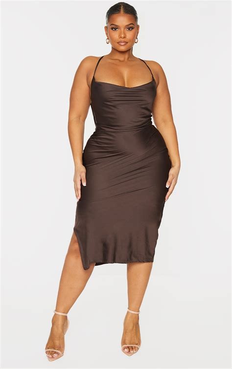 satin slip dress plus size prettylittlething ie