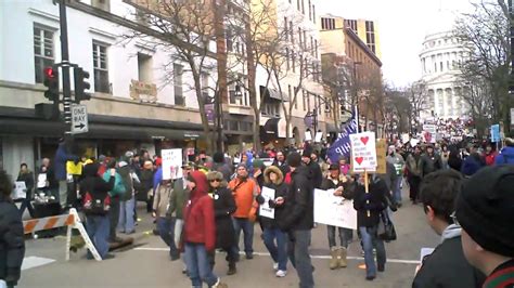 wisconsin protest march on state street madison wi 3 12 11 vid01524 avi youtube