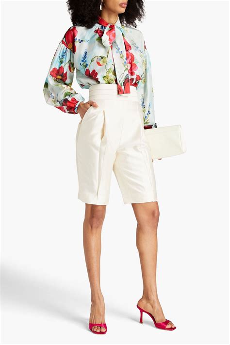 Dolce Gabbana Pussy Bow Floral Print Silk Twill Shirt The Outnet