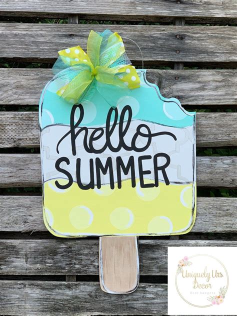 Popsicle Door Hanger Hello Summer Beach Door Hanger Lake | Etsy | Door signs diy, Summer door ...