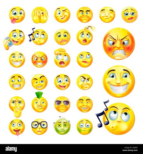 un conjunto muy original o emoticones emoji iconos que representan muchas de las reacciones