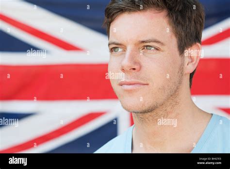 Young Man And British Flag Stock Photo Alamy