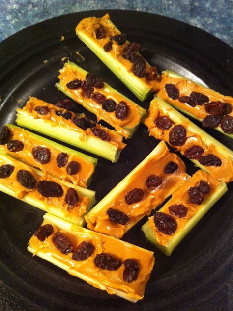 Ants On A Log Celery Peanut Butter And Raisins Very Yummy Food