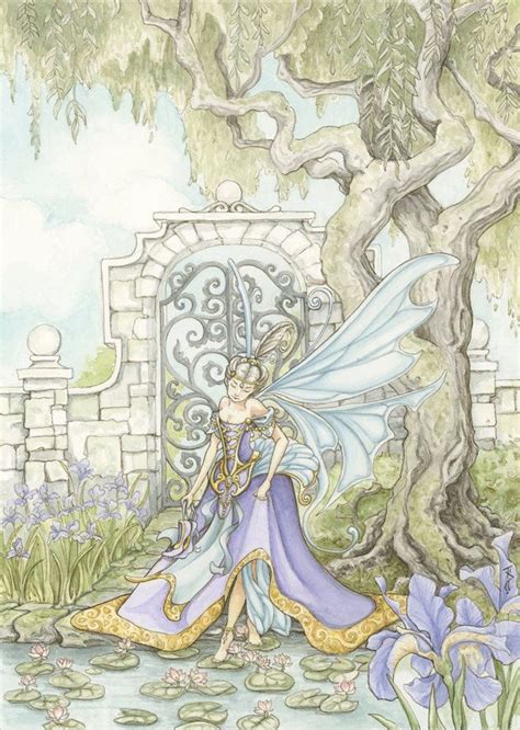 Fairy In A Garden Of Irises 11x14 Print Etsy Fairy Paintings Fairy