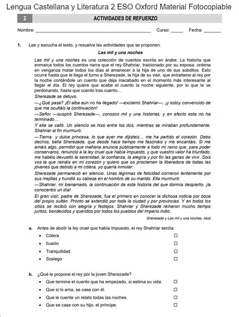 Lengua Castellana Y Literatura Eso Oxford Material Fotocopiable Pdf